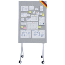 Mobilna tablica prezentacyjna | Giant | Dwustronna tablica filcowa 80 x 120 cm z blokowanymi kółkami i półką | Dostępna w kilku kolorach