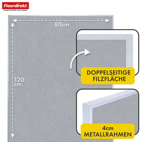 Mobilna tablica prezentacyjna | Giant | Dwustronna tablica filcowa 80 x 120 cm z blokowanymi kółkami i półką | Dostępna w kilku kolorach