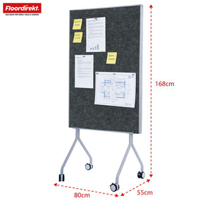 Mobilna tablica prezentacyjna | Giant | Dwustronna tablica filcowa 80 x 120 cm z blokowanymi kółkami i półką | Dostępna w kilku kolorach