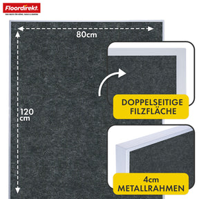 Mobilna tablica prezentacyjna | Giant | Dwustronna tablica filcowa 80 x 120 cm z blokowanymi kółkami i półką | Dostępna w kilku kolorach
