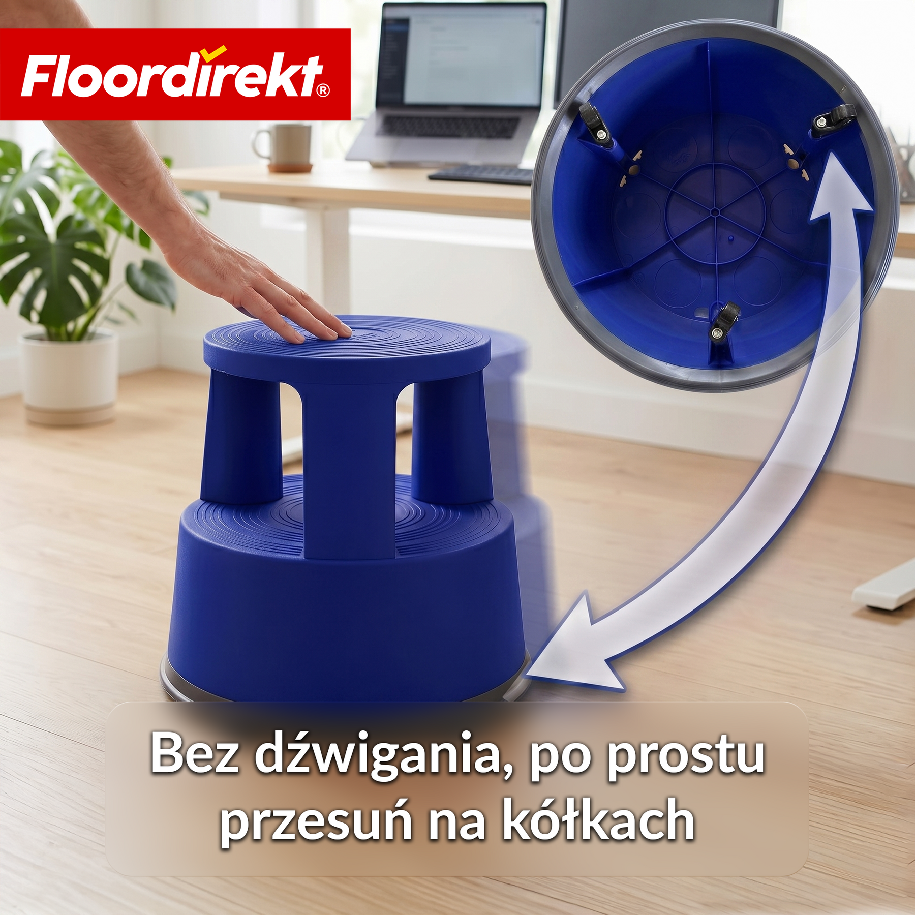Stołek na kółkach | Plastikowy podest (stopień słonia) | antypoślizgowy i certyfikat TÜV