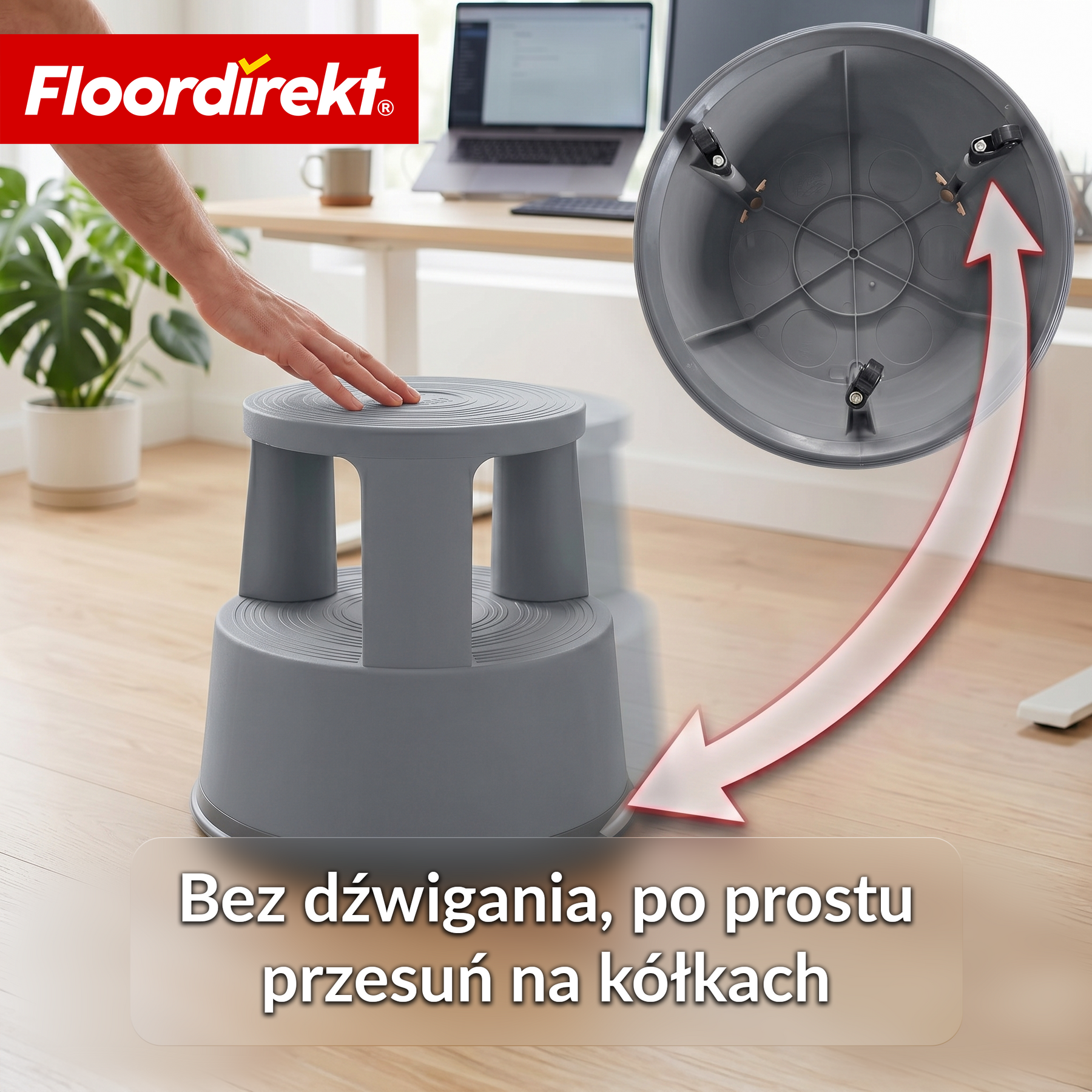 Stołek na kółkach | Plastikowy podest (stopień słonia) | antypoślizgowy i certyfikat TÜV