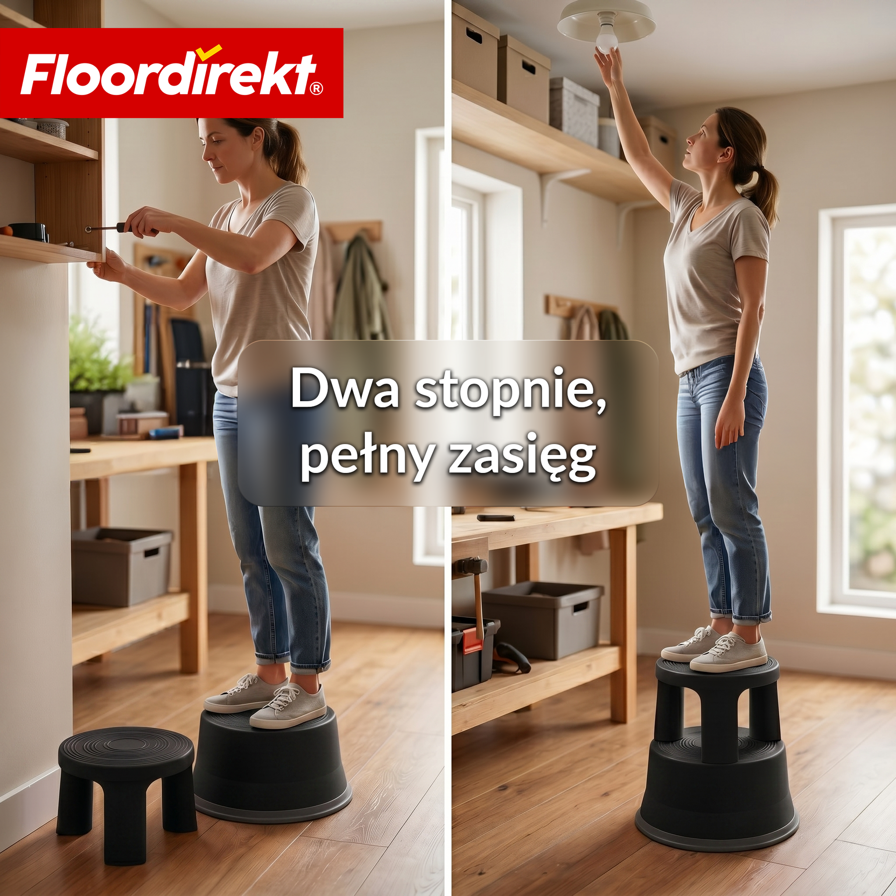 Stołek na kółkach | Plastikowy podest (stopień słonia) | antypoślizgowy i certyfikat TÜV