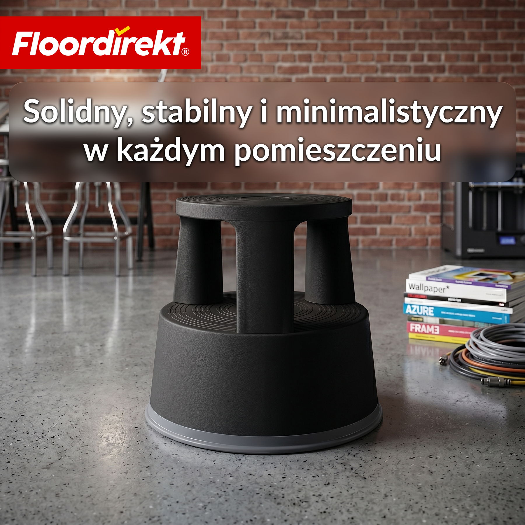 Stołek na kółkach | Plastikowy podest (stopień słonia) | antypoślizgowy i certyfikat TÜV