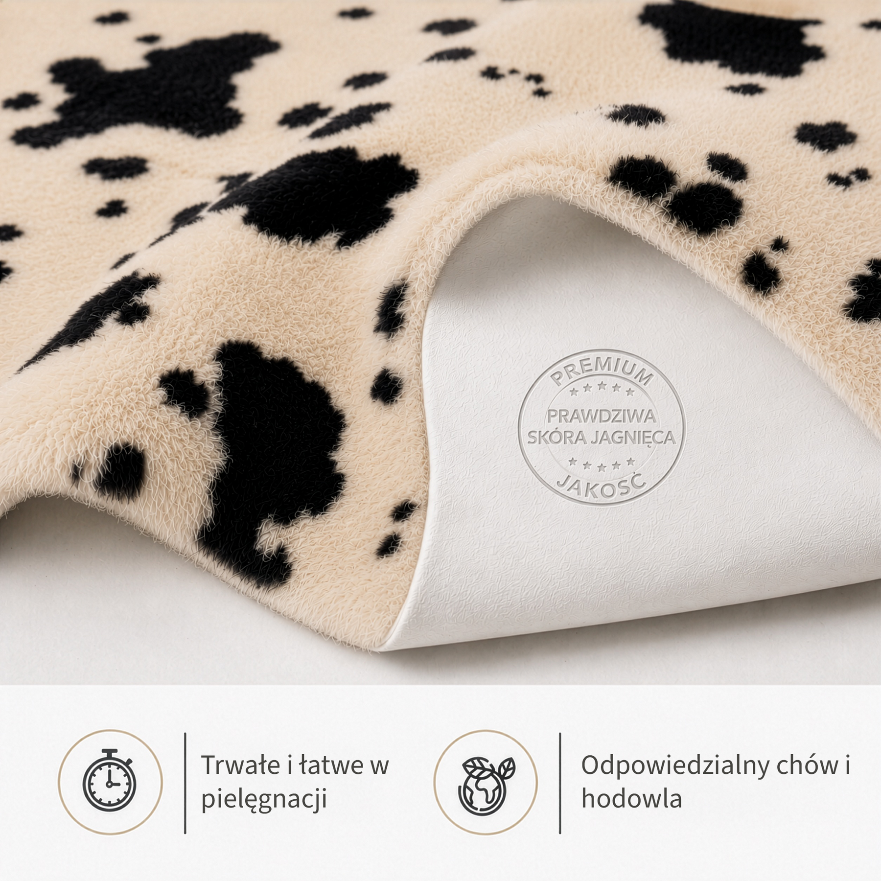 Skóra owcza Design | Audrey | Naturalna skóra jagnięca ze 100% wełny owczej | Miękka i naturalna