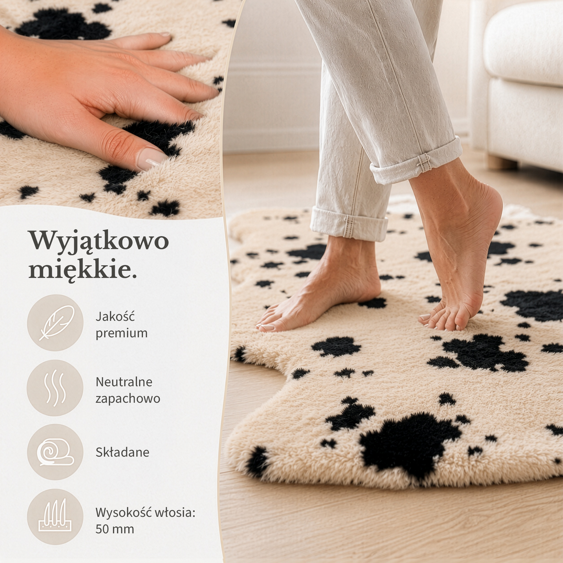 Skóra owcza Design | Audrey | Naturalna skóra jagnięca ze 100% wełny owczej | Miękka i naturalna