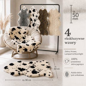 Skóra owcza Design | Audrey | Naturalna skóra jagnięca ze 100% wełny owczej | Miękka i naturalna
