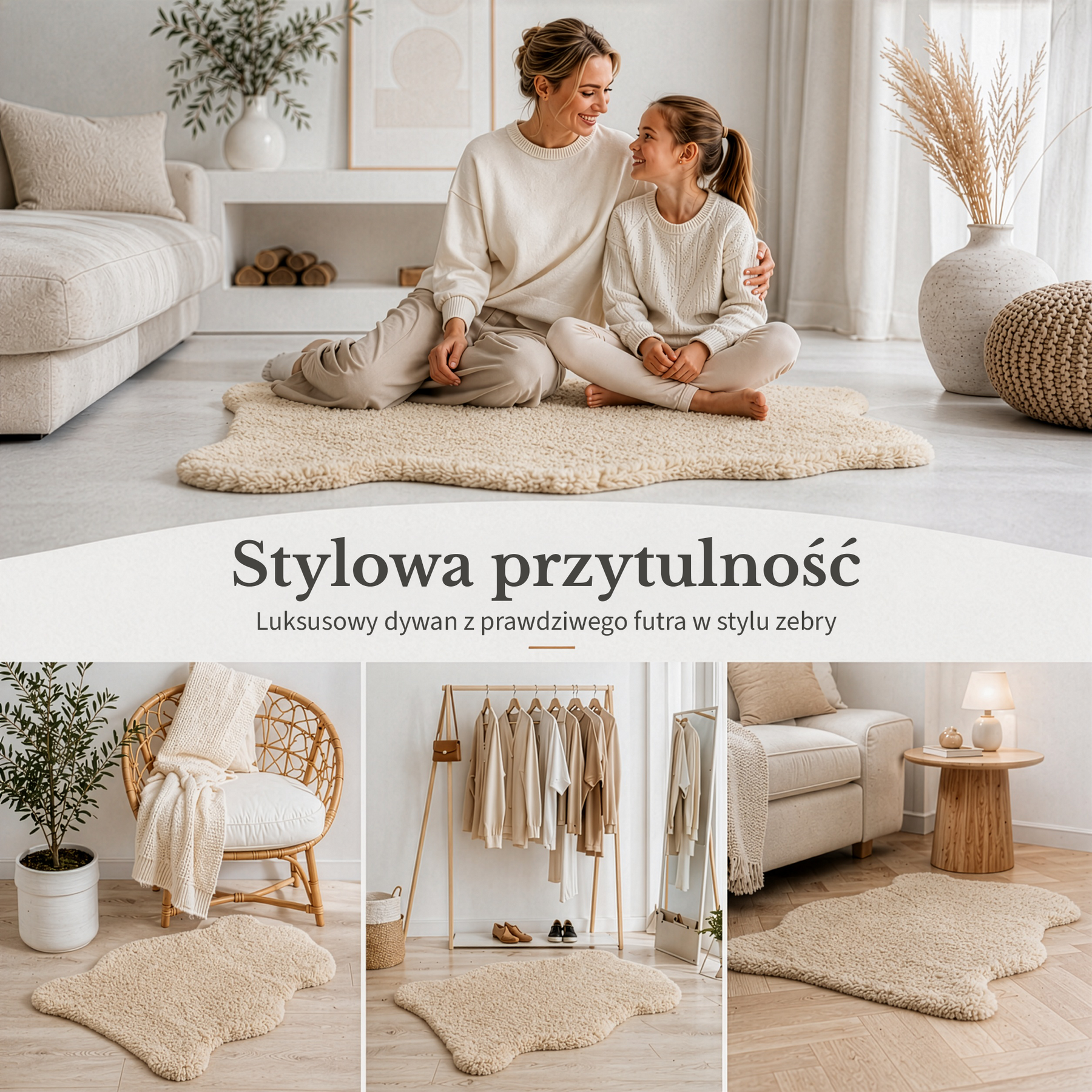 Skóra owcza Design | Audrey | Naturalna skóra jagnięca ze 100% wełny owczej | Miękka i naturalna