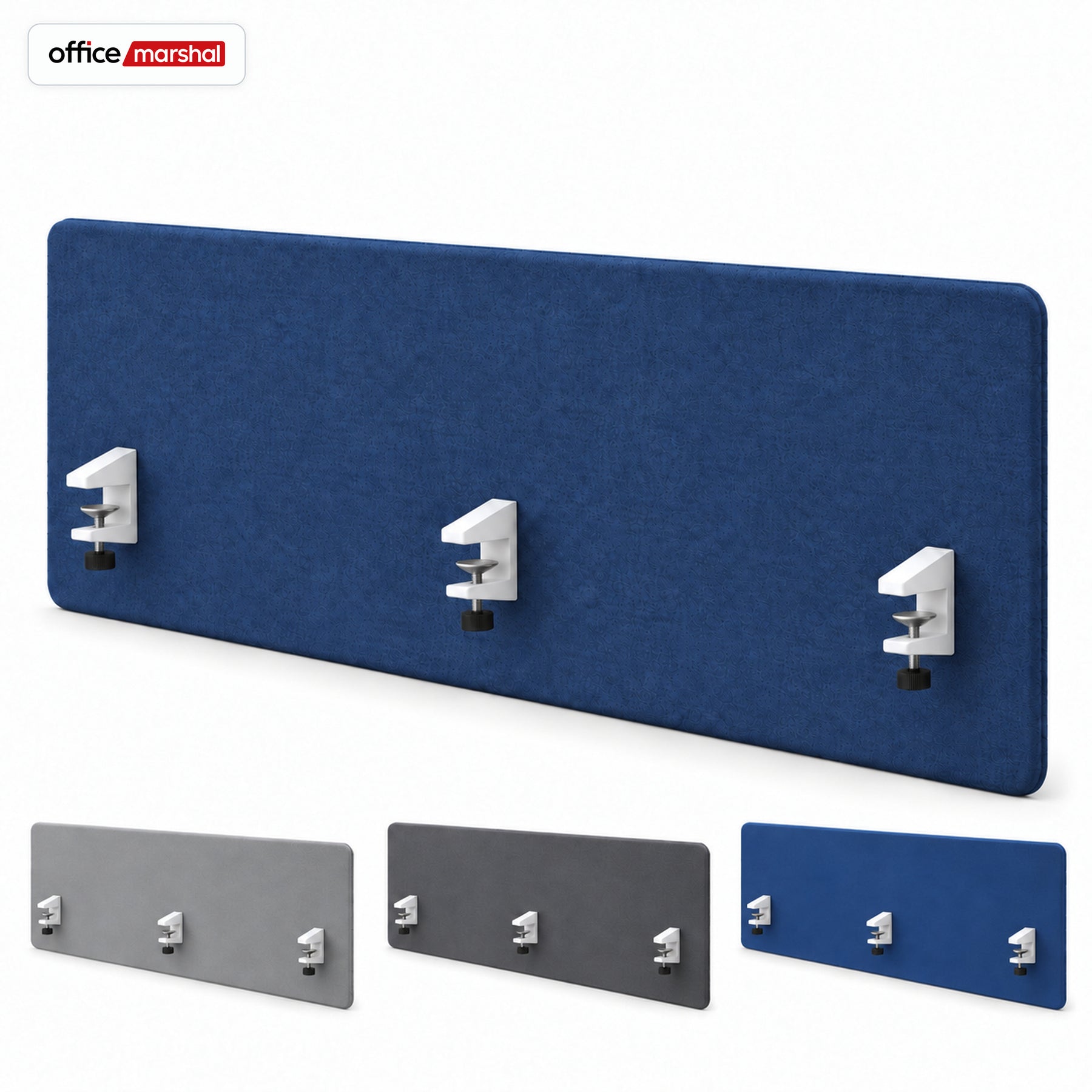 Akustyczna przegroda na biurko | Silent Desk | Panel biurkowy z obiciem poliestrowym i uchwytami zaciskowymi | 160 × 60 cm | 3 kolory