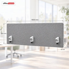 Akustyczna przegroda na biurko | Silent Desk | Panel biurkowy z obiciem poliestrowym i uchwytami zaciskowymi | 160 × 60 cm | 3 kolory