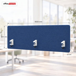 Akustyczna przegroda na biurko | Silent Desk | Panel biurkowy z obiciem poliestrowym i uchwytami zaciskowymi | 160 × 60 cm | 3 kolory