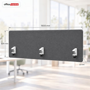 Akustyczna przegroda na biurko | Silent Desk | Panel biurkowy z obiciem poliestrowym i uchwytami zaciskowymi | 160 × 60 cm | 3 kolory