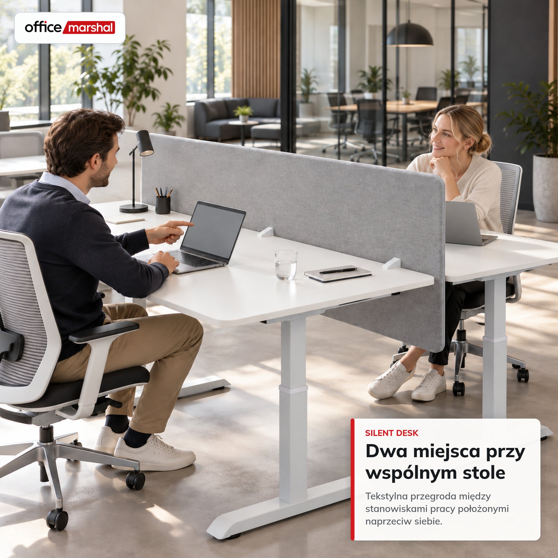 Akustyczna przegroda na biurko | Silent Desk | Panel biurkowy z obiciem poliestrowym i uchwytami zaciskowymi | 160 × 60 cm | 3 kolory