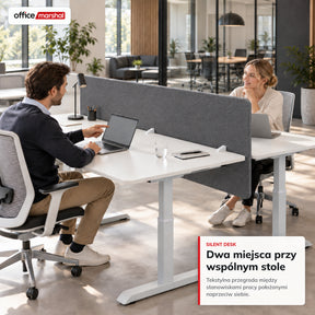 Akustyczna przegroda na biurko | Silent Desk | Panel biurkowy z obiciem poliestrowym i uchwytami zaciskowymi | 160 × 60 cm | 3 kolory