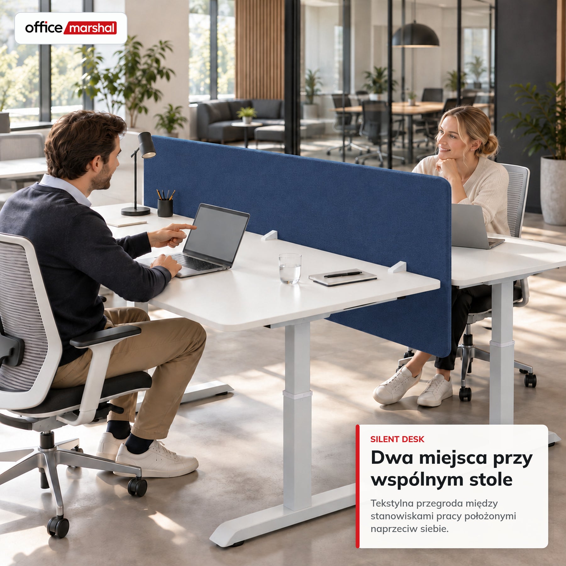 Akustyczna przegroda na biurko | Silent Desk | Panel biurkowy z obiciem poliestrowym i uchwytami zaciskowymi | 160 × 60 cm | 3 kolory