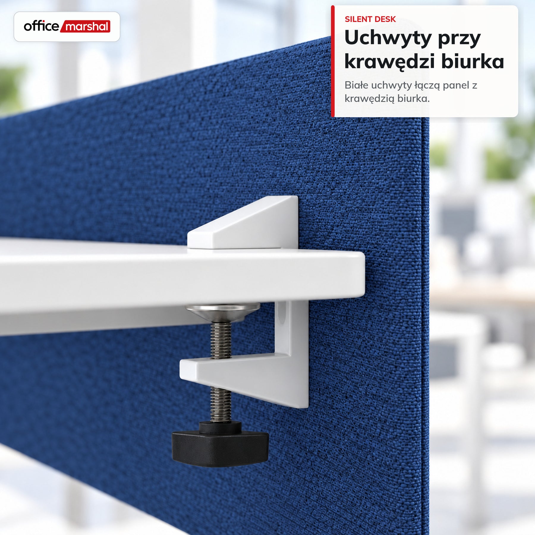 Akustyczna przegroda na biurko | Silent Desk | Panel biurkowy z obiciem poliestrowym i uchwytami zaciskowymi | 160 × 60 cm | 3 kolory