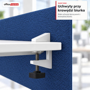Akustyczna przegroda na biurko | Silent Desk | Panel biurkowy z obiciem poliestrowym i uchwytami zaciskowymi | 160 × 60 cm | 3 kolory