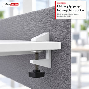 Akustyczna przegroda na biurko | Silent Desk | Panel biurkowy z obiciem poliestrowym i uchwytami zaciskowymi | 160 × 60 cm | 3 kolory
