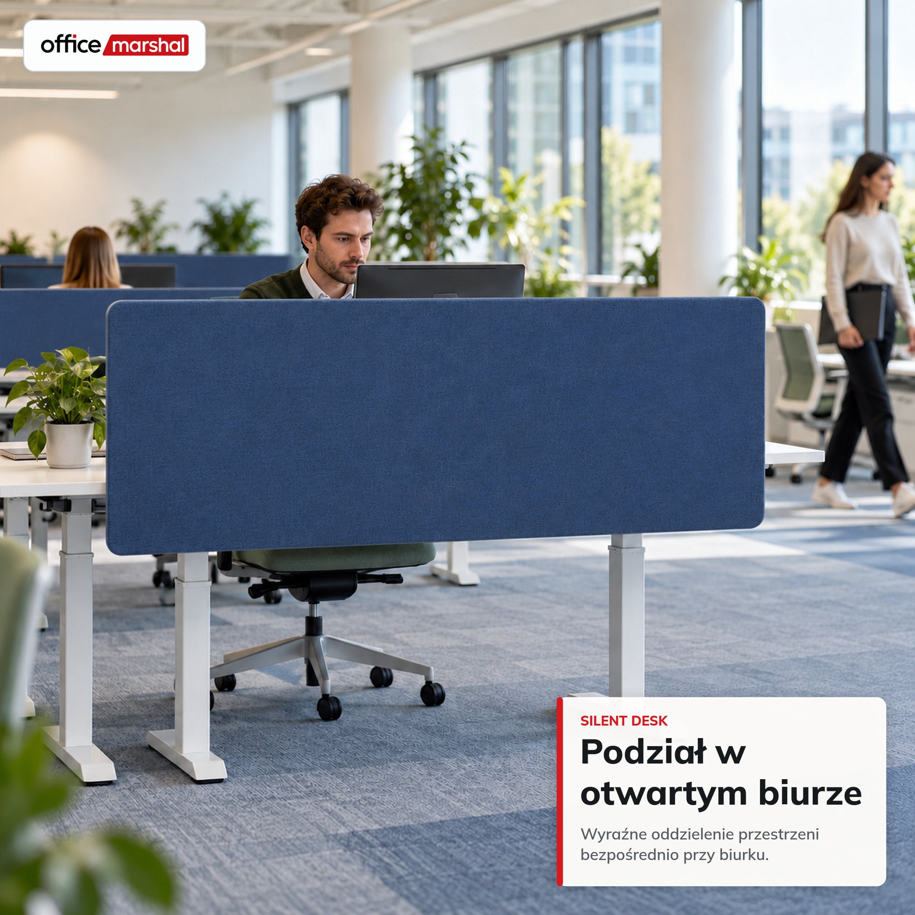 Akustyczna przegroda na biurko | Silent Desk | Panel biurkowy z obiciem poliestrowym i uchwytami zaciskowymi | 160 × 60 cm | 3 kolory