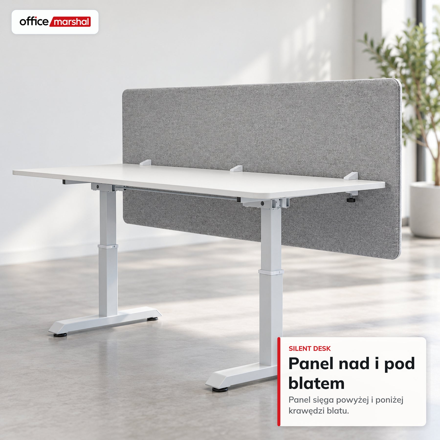 Akustyczna przegroda na biurko | Silent Desk | Panel biurkowy z obiciem poliestrowym i uchwytami zaciskowymi | 160 × 60 cm | 3 kolory