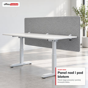 Akustyczna przegroda na biurko | Silent Desk | Panel biurkowy z obiciem poliestrowym i uchwytami zaciskowymi | 160 × 60 cm | 3 kolory
