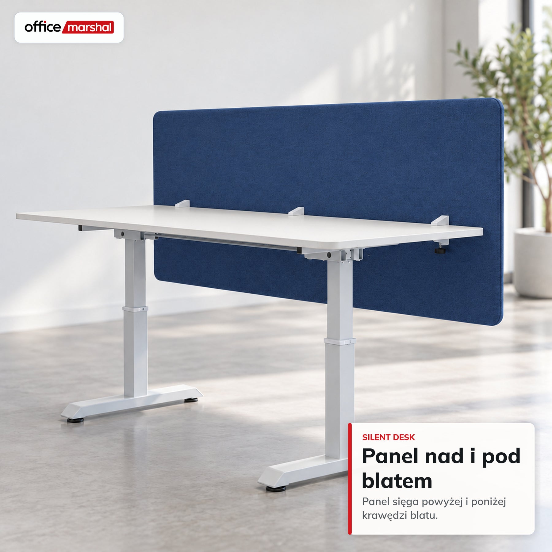 Akustyczna przegroda na biurko | Silent Desk | Panel biurkowy z obiciem poliestrowym i uchwytami zaciskowymi | 160 × 60 cm | 3 kolory