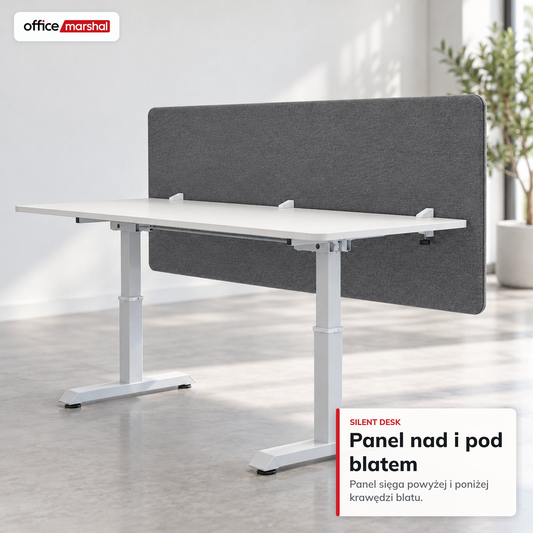 Akustyczna przegroda na biurko | Silent Desk | Panel biurkowy z obiciem poliestrowym i uchwytami zaciskowymi | 160 × 60 cm | 3 kolory