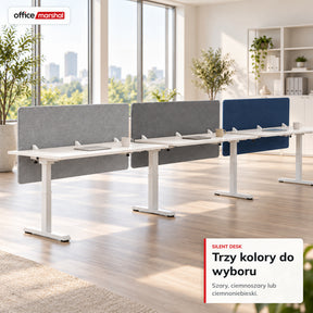 Akustyczna przegroda na biurko | Silent Desk | Panel biurkowy z obiciem poliestrowym i uchwytami zaciskowymi | 160 × 60 cm | 3 kolory