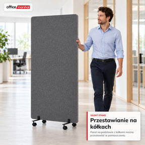 Mobilna ścianka akustyczna na kółkach | Silent Stand | Przegroda z poliestru do biura | 3 rozmiary
