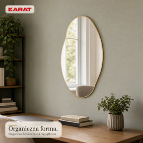 Lustro ścienne | Lena | Organiczne lustro z aluminiową ramą w kolorze szampańskim | 60 × 90 cm