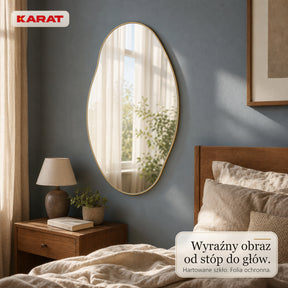 Lustro ścienne | Lena | Organiczne lustro z aluminiową ramą w kolorze szampańskim | 60 × 90 cm
