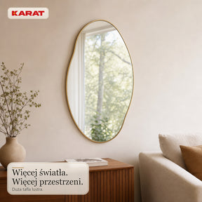 Lustro ścienne | Lena | Organiczne lustro z aluminiową ramą w kolorze szampańskim | 60 × 90 cm