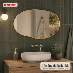 Lustro ścienne | Lena | Organiczne lustro z aluminiową ramą w kolorze szampańskim | 60 × 90 cm