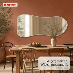 Lustro stojące | Mila | Organiczne lustro ścienne z kremowobiałą aluminiową ramą | 65 × 150 cm