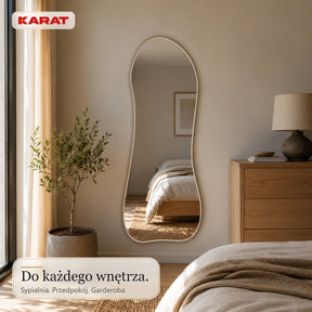 Lustro stojące | Mila | Organiczne lustro ścienne z kremowobiałą aluminiową ramą | 65 × 150 cm