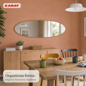 Lustro pełnowymiarowe | Nina | Organiczne lustro ścienne z aluminiową ramą w dekorze drewna | 60 × 150 cm