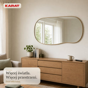 Lustro ścienne | Serena | Organiczne lustro pełnowymiarowe z aluminiową ramą w dekorze drewna | 60 × 120 cm