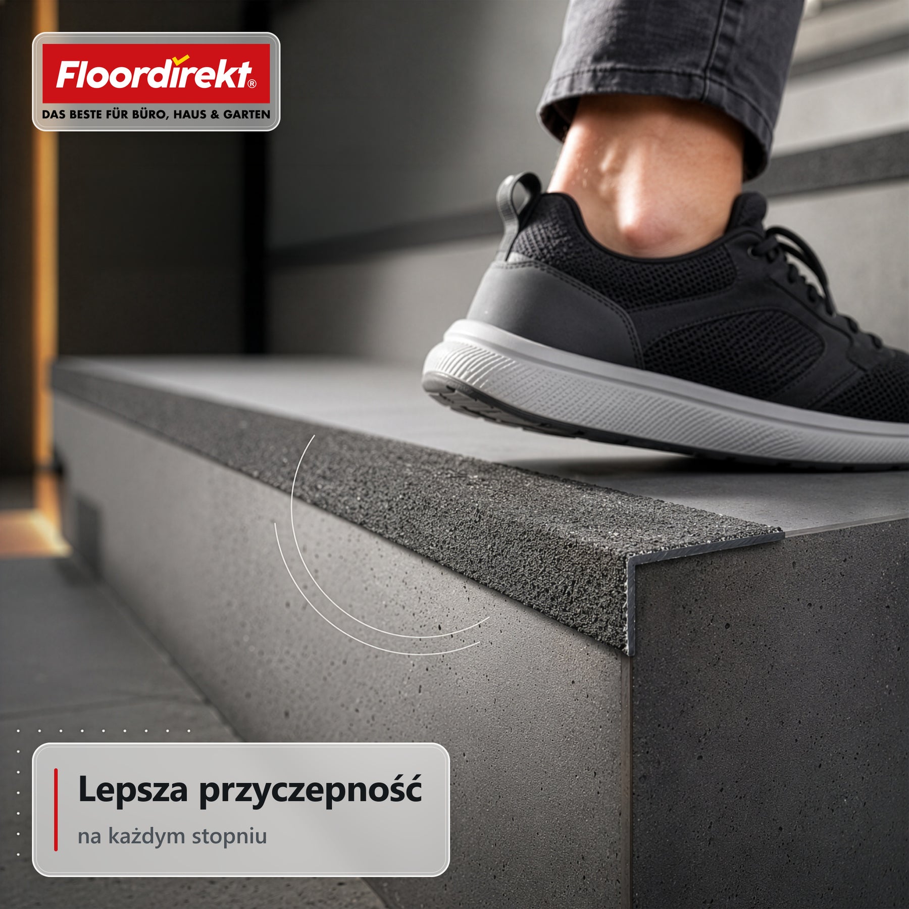 Profil krawędzi schodowej | Core | Antypoślizgowy profil schodowy z GFK z powłoką z tlenku aluminium