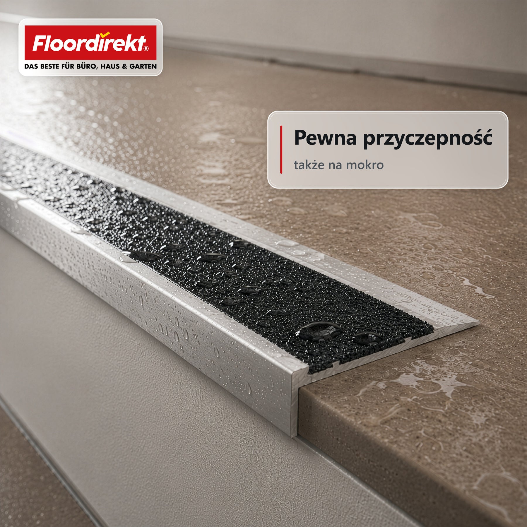 Profil krawędzi schodowej | Tech | Aluminiowy profil antypoślizgowy z wkładką antypoślizgową