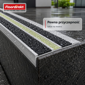 Profil krawędzi schodowych | Aura | Aluminiowy profil antypoślizgowy z fotoluminescencyjnym paskiem