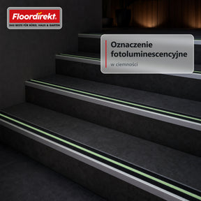 Profil krawędzi schodowych | Aura | Aluminiowy profil antypoślizgowy z fotoluminescencyjnym paskiem