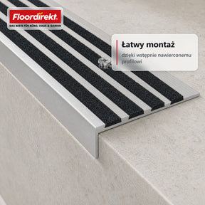 Profil schodowy | Solid | Aluminiowy profil antypoślizgowy z wkładką z tlenku glinu