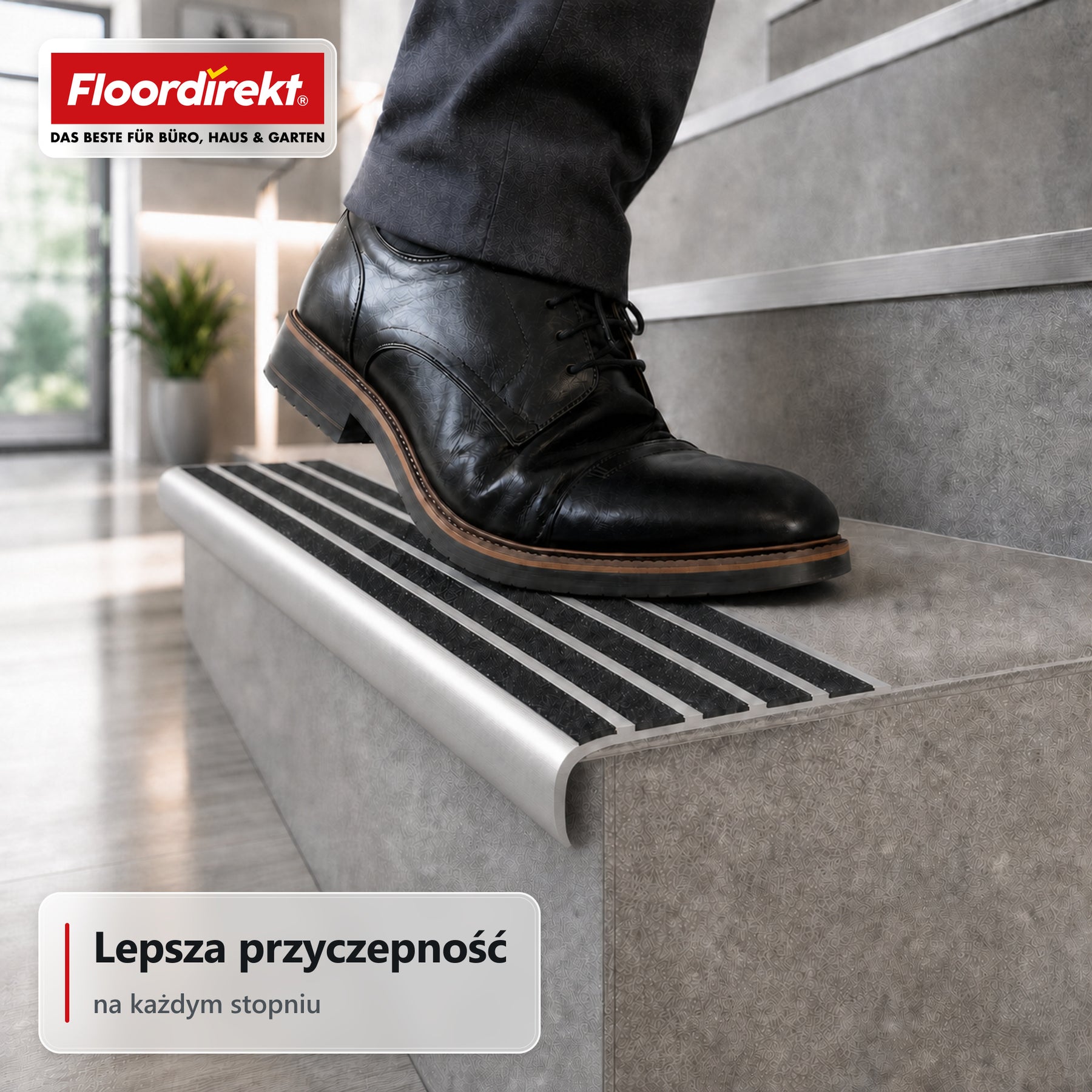 Profil krawędzi schodowych | Titan | Aluminiowy profil antypoślizgowy z wkładką antypoślizgową