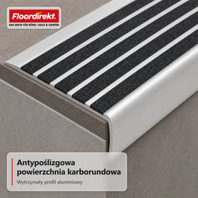 Profil krawędzi schodowych | Titan | Aluminiowy profil antypoślizgowy z wkładką antypoślizgową