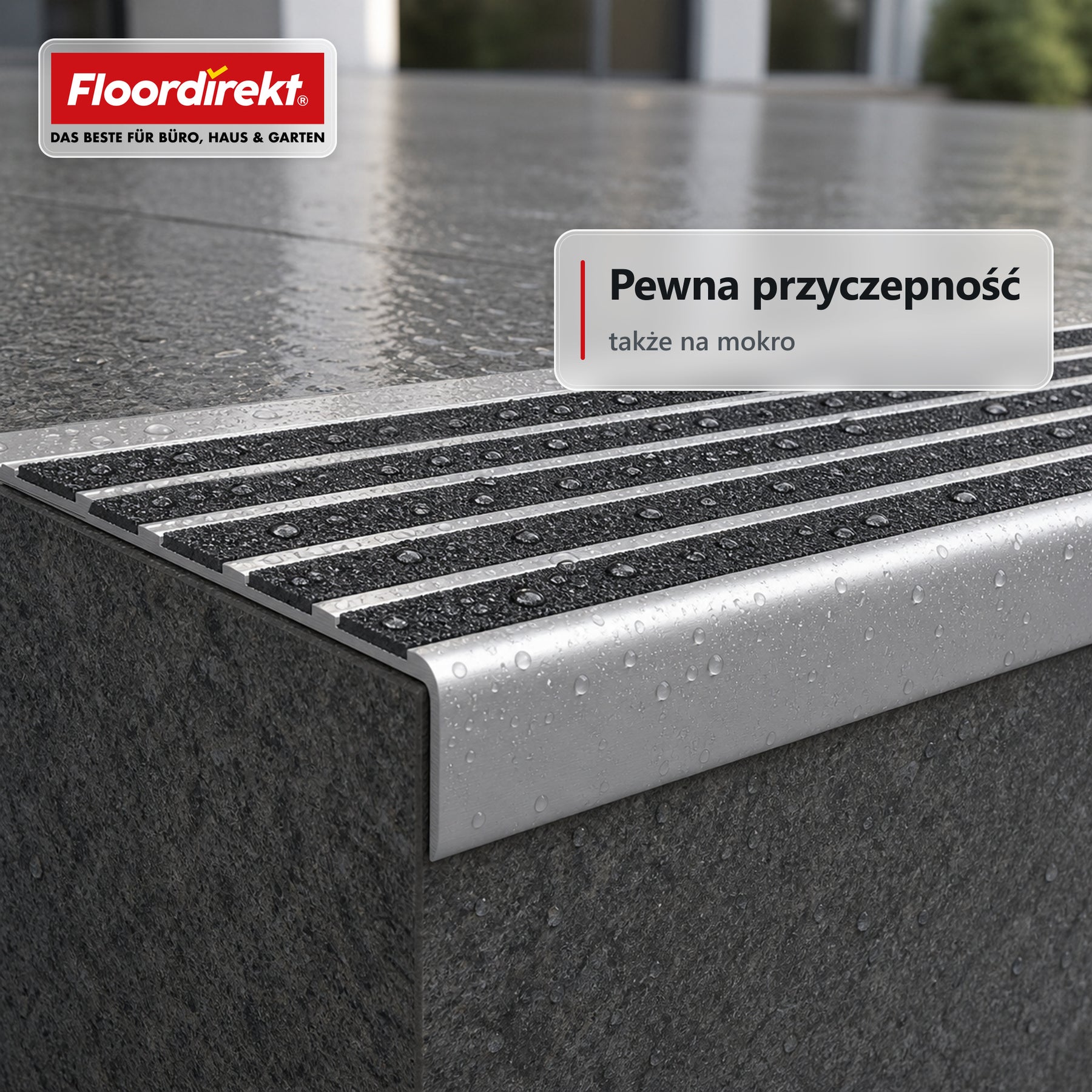 Profil krawędzi schodowych | Titan | Aluminiowy profil antypoślizgowy z wkładką antypoślizgową