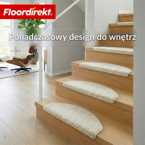 Maty schodowe | Madrid | Półokrągła mata shaggy na stopnie, samoprzylepna i dźwiękochłonna