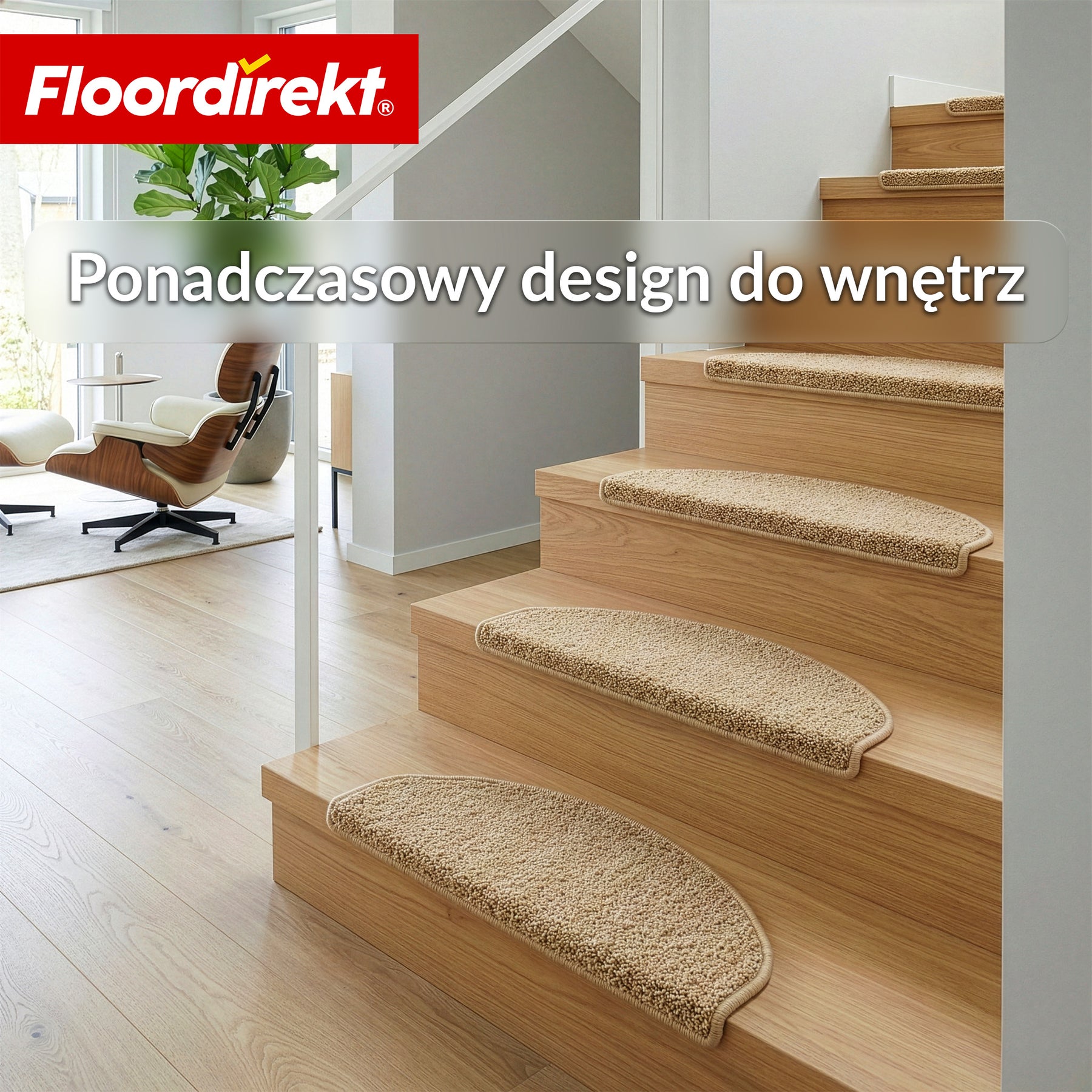 Maty schodowe | Madrid | Półokrągła mata shaggy na stopnie, samoprzylepna i dźwiękochłonna