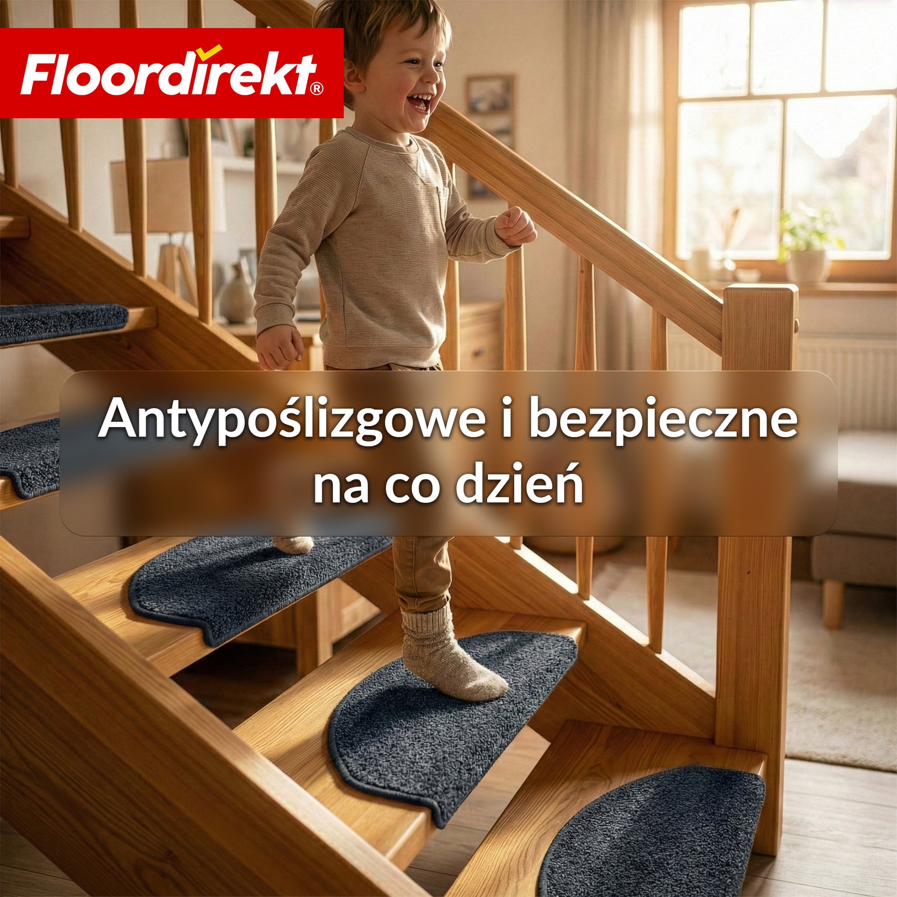 Maty schodowe | Madrid | Półokrągła mata shaggy na stopnie, samoprzylepna i dźwiękochłonna