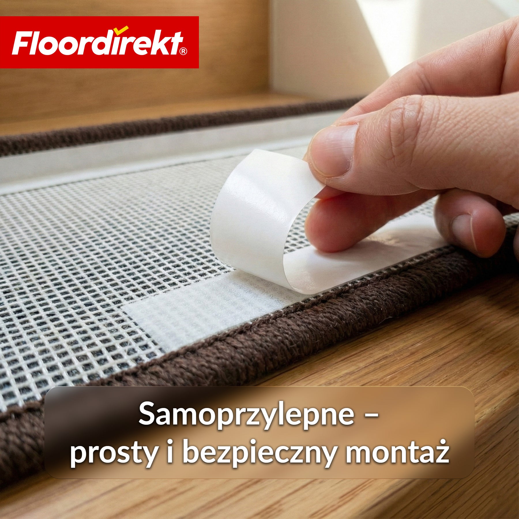 Maty schodowe | Madrid | Półokrągła mata shaggy na stopnie, samoprzylepna i dźwiękochłonna