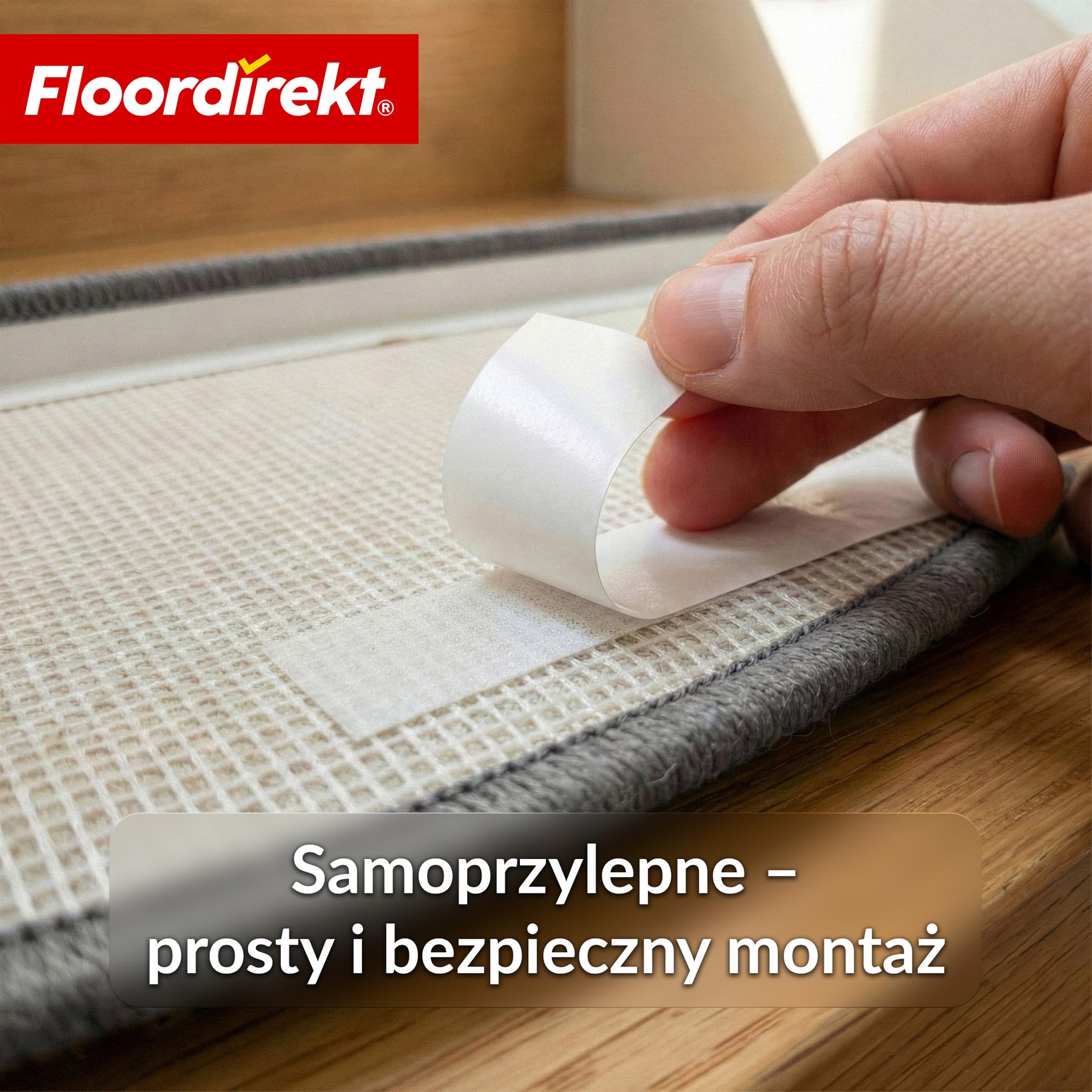 Maty schodowe | Madrid | Półokrągła mata shaggy na stopnie, samoprzylepna i dźwiękochłonna